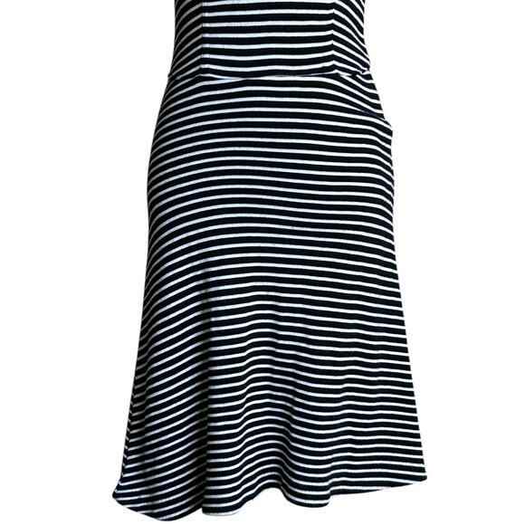 MADEWELL Gallerist Anywhere Black White Stripe Short Sleeve Fit Flare Dress-Sz M - Picture 6 of 8